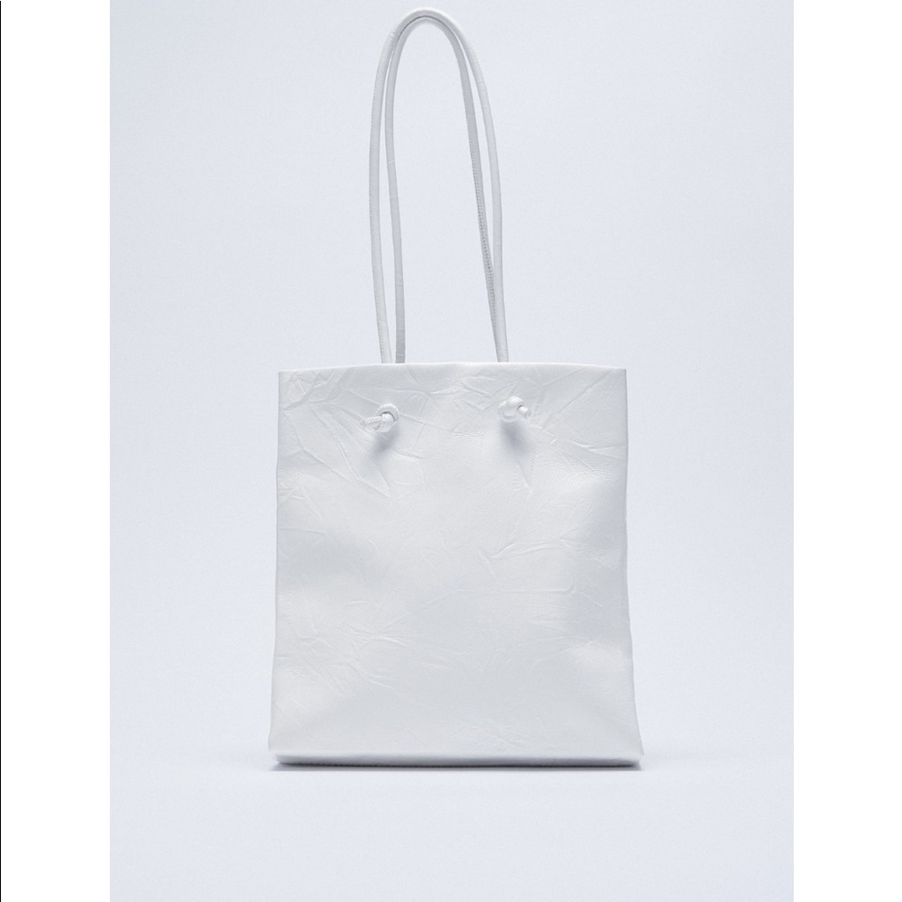 New With Tags Zara Real Leather White Tote Bag Summer Bag